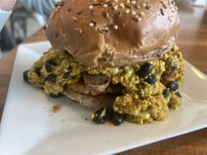 Vegan breakfast sandwich  at PS Green Express in Fort Lauderdale