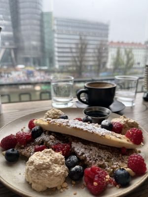 Protein pancakes and cappuccino   at KLYO in Vienna