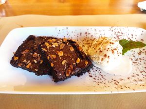 Chocolate brownie at GAO in Matosinhos