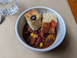 Chili with Focaccia at GAO in Matosinhos