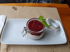 Strawberry cheesecake at GAO in Matosinhos