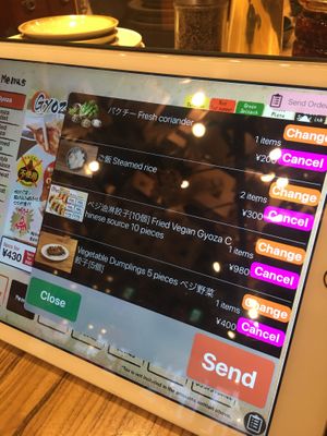 Set up your own set and order from iPad at Kakekomi Gyoza in Tokyo