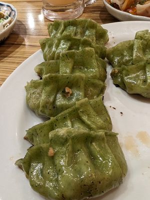 Vegan gyoza under the "boiled gyoza" section on the menu at Kakekomi Gyoza in Tokyo