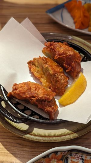 Vegan fried gyoza (karaage-style) at Kakekomi Gyoza in Tokyo