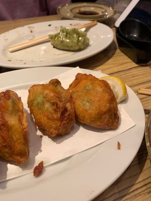 Same dumplings,. One of deep fried like chicken and the other traditional . Dumplings are good just extremely rude service   at Kakekomi Gyoza in Tokyo
