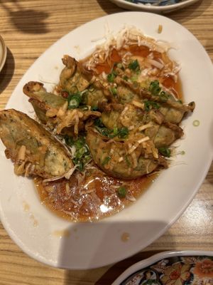 Not the greatest picture but the tastiest food!! Veggie Gyoza  at Kakekomi Gyoza in Tokyo