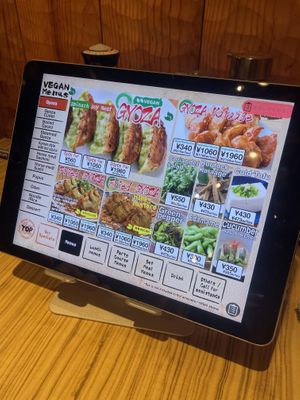 Tablet ordering system  at Kakekomi Gyoza in Tokyo