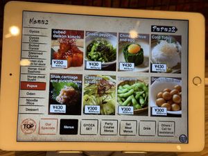 I had edamame, cabbage salad, and pickled cucumber. All delicious .  at Kakekomi Gyoza in Tokyo