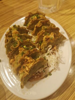 Fried gyoza at Kakekomi Gyoza in Tokyo