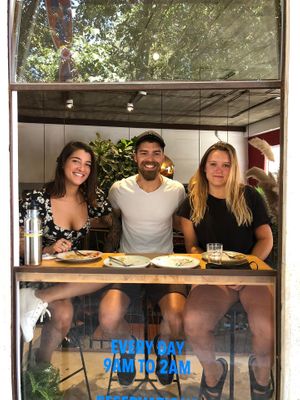 Seating in the window  at Flores Da Pampa in Lisbon