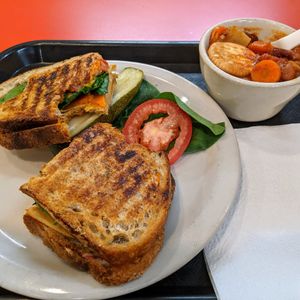 Tofurky Sandwich with organic chili at Good Earth Food Co-op in St Cloud