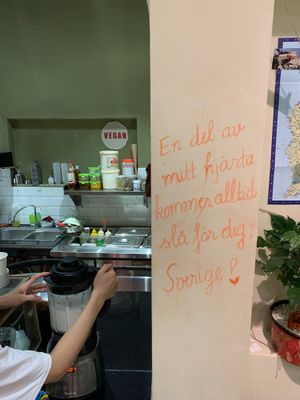 Swedish message on the wall. Bonus for me who's from Sweden. at Abracado in Hanoi