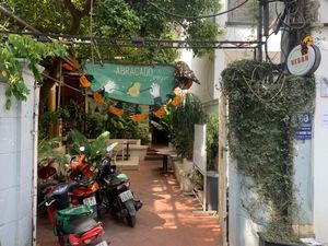 Entrance with halloween decorations. at Abracado in Hanoi