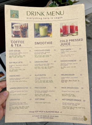Drink menu  at Abracado in Hanoi
