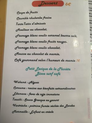 Desserts at Bisca Surf Cafe in Biscarrosse