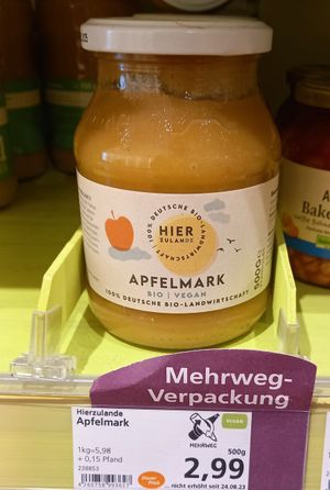 apfelmark im pfandglas 2,99€ (+0,15€ pfand) #Veganuary at Alnatura - Venloer in Cologne