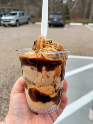 Coffee Oreo w/ hot fudge and graham crackers! at Sweet Izzy in Harwich Port