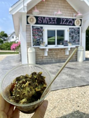 Coffee Oreo w/chocolate covered pretzels (half eaten)  at Sweet Izzy in Harwich Port