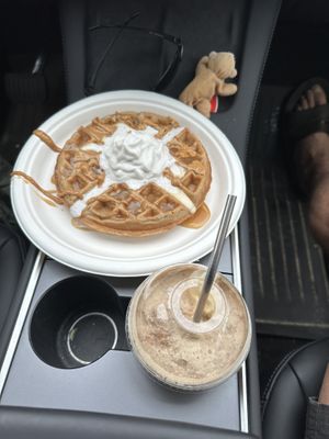 Waffles and whipped coffee!  at Sweet Izzy in Harwich Port