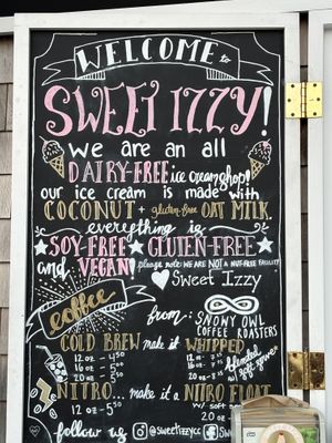 Welcome sign  at Sweet Izzy in Harwich Port