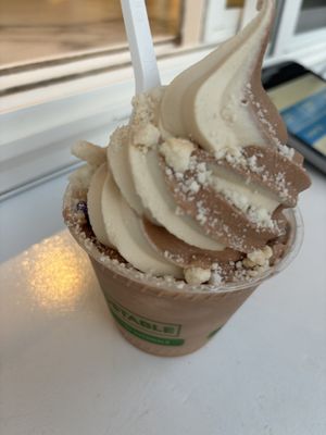 Twisted Izzy with vanilla cream cookie and M&Ms  at Sweet Izzy in Harwich Port