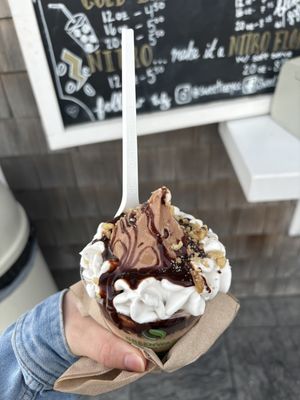 The hot fudge sundae - GET IT!  at Sweet Izzy in Harwich Port