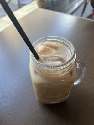 Iced chai latte with oat milk  at Kaffebar in Hilleroed