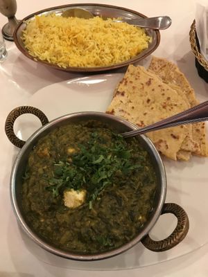 Tofu Paneer, Missi Roti and basmati rice at Royal India in Raleigh