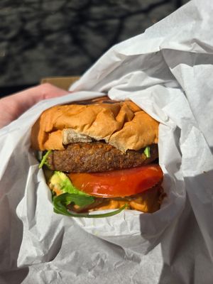 Vegan burger at Superthing in West End