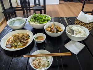 I ordered 1 item on the menu and got all this! 😋 at Cumulus Vegetarian Restaurant in Hanoi