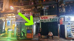 Down the hall qay and up the stairs on the left. at Cumulus Vegetarian Restaurant in Hanoi