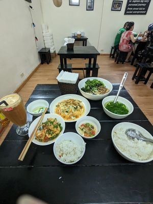 Fried bamboo and apple juice at Cumulus Vegetarian Restaurant in Hanoi