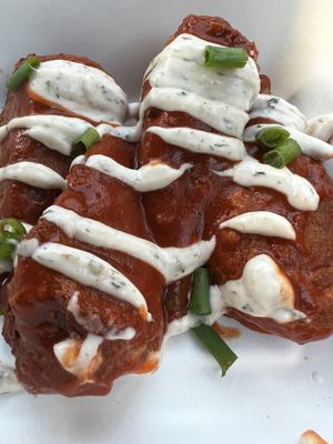 Buffalo chik’n wings w ranch sauce  at Veg Out in Surrey