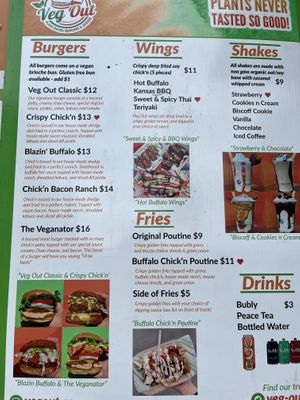 Menu  at Veg Out in Surrey