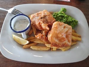 Vegan fish&chips at Perch Princes Park in Eastbourne