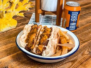 Spicy Vegan Bean Burger at The Chippy on Burton Rd in Manchester