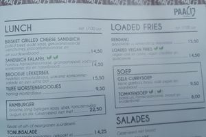 Menu at Paal 17 in Texel