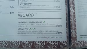 Menu at Paal 17 in Texel