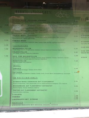 Menu at Nabati in Mannheim