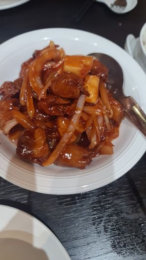 Vegetarian chicken with fruity mandarin sauce at HAKS in Harrogate