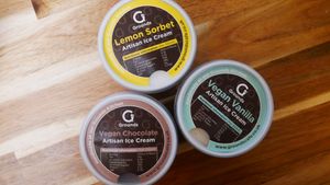 Handmade vegan ice cream at Grounds Cafe Emberton in Olney