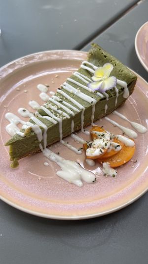 Matcha cheesecake  at Le Paradisier Café in Nyons