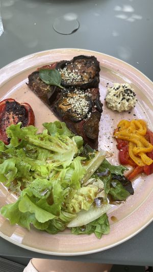Eggplant and tomato tart  at Le Paradisier Café in Nyons