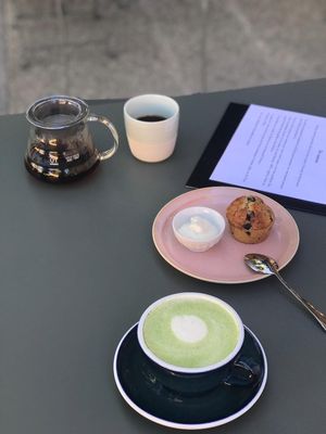First in the morning, V60 and matcha latte :) at Le Paradisier Café in Nyons