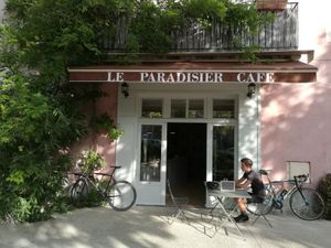 The terrace at Le Paradisier Café in Nyons