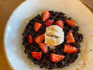 Chocolate waffles  at OhBaba  in San Sebastian