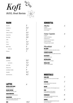 Drinks menu at OhBaba  in San Sebastian