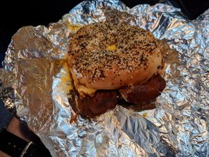 Vegan fake 'N Bacon on Everything at Cocky's Bagels in North Olmsted