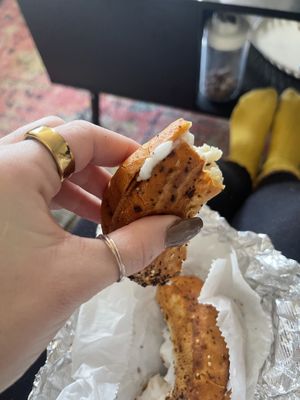 Disgusting cream cheese   at Cocky's Bagels in North Olmsted