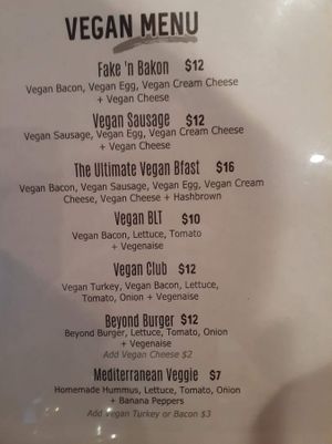 Cocky's vegan menu at Cocky's Bagels in North Olmsted